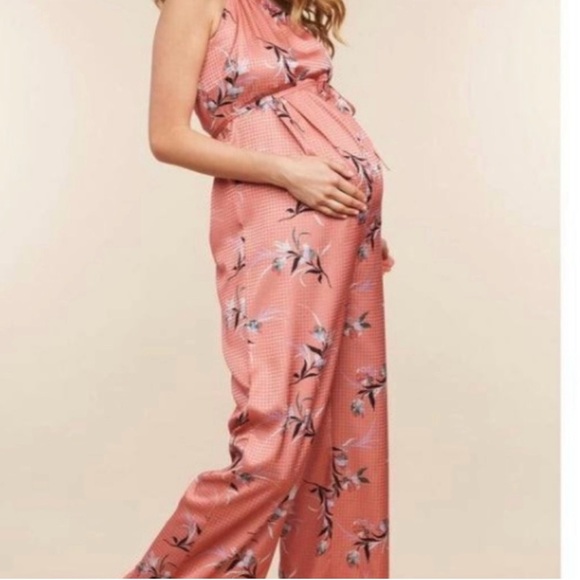 Jessica Simpson Pants - Womens Jessica Simpson Maternity Floral Wide Leg Jumpsuit Size Medium